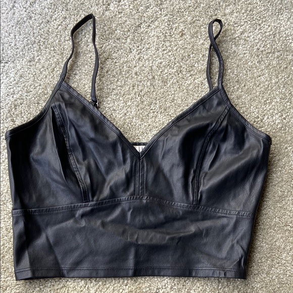 lola grace Tops - 🪷Lola Grace Faux Leather Crop Top, Black, Size Small